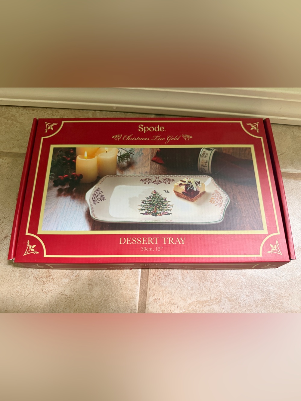 Spode Christmas Tree Gold Tray - Red and Gold Box